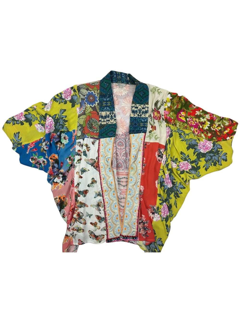 Vincente Floral Embroidered‎ patchwork Lace Kimono - Size 1X